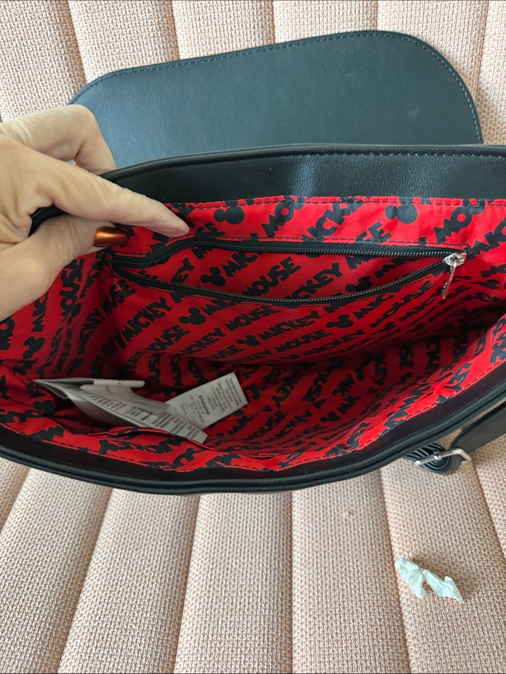 Loungefly Black Mickey Mouse Accent Crossbody Messenger Bag - Picture 5 of 8